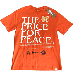 AGTAWH Men’s T-Shirt Size M 100% Cotton Graphic Print Tee Peace Butterfly Orange
