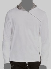 $39 Inc International Concepts Men White Pleated Cotton Hooded T-Shirt Size XL