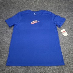 Nike Shirt Mens Large Game Royal Blue Gray Red Futura Logo Sportswear Cotton Tee