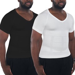 Men’s Gynecomastia Undershirt V-Neck Chest Compression Shirts Slim Body Shaper