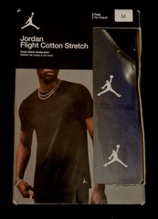 NEW 2 PACK NIKE JORDAN FLIGHT MENS COTTON STRETCH CREW NECK UNDERSHIRT MEDIUM BK