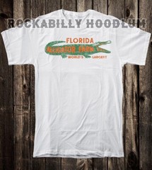 Retro Travel Tee T Shirt Vtg Tourist State Florida Gator Farm Alligator