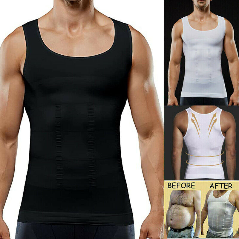 Men Body Slimming Vest Tummy Shaper Underwear Compression Waist Trainer Tank Top