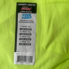 Dickies Mens Neon Work Shirt XLT Traffic Neon Cooling Durable Outdoor Safety