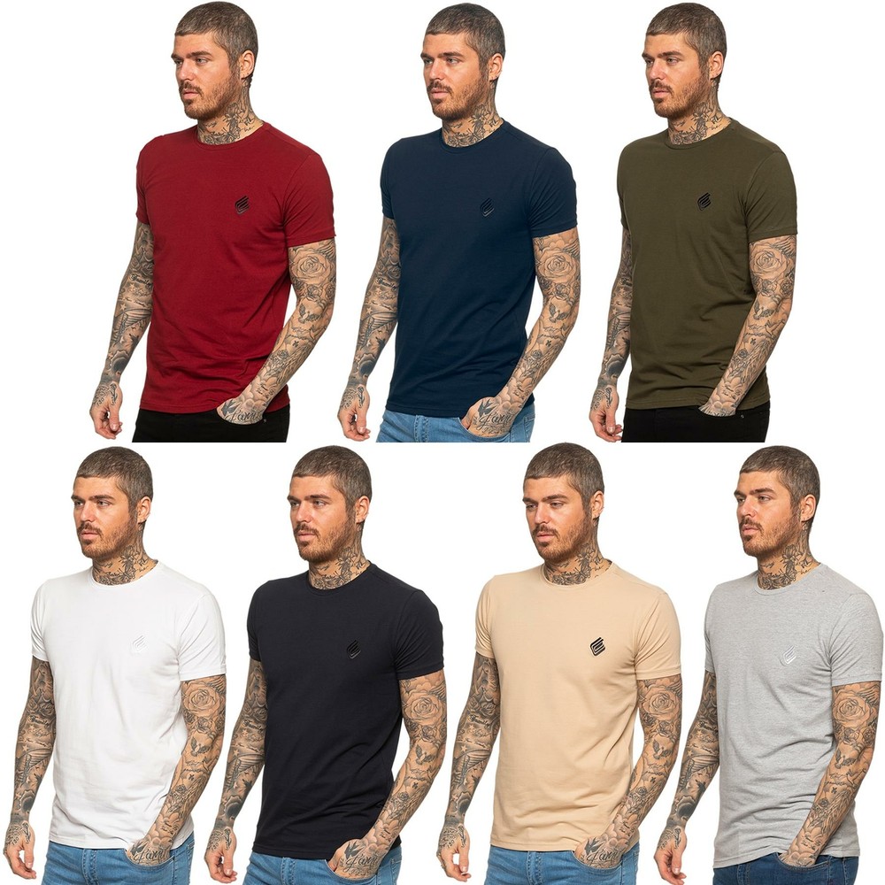 Mens Muscle Slim Fit Stretch T Shirt Gym Short Sleeve Top Crew Neck Tee S – XL