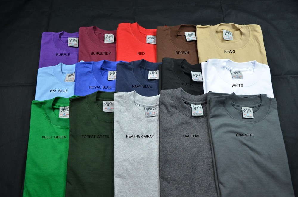 6 NEW SHAKA WEAR SUPER MAX HEAVY WEIGHT T-SHIRTS COLOR TEE PLAIN MEDIUM 6PC