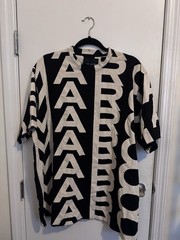 Marc Jacobs The Big T-Shirt Monogram Oversized Print Black Off-White O/S