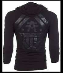 AMERICAN FIGHTER Black on Black AVERETT Long Sleeve Henley Hoodie T-shirt NWT