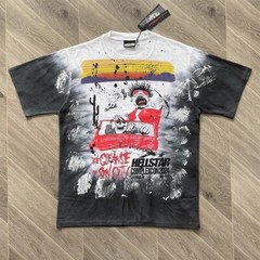 Mens HELL STUDIOS STAR Gradient Rock Tie Rock Style Short Sleeve T-shirt