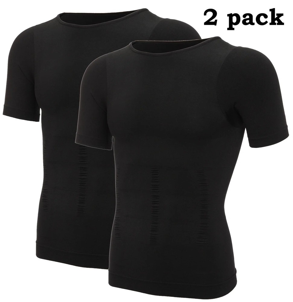 2 Pack Men Compression Slimming Body Shaper Tummy Control Vest Workout Tank Tops