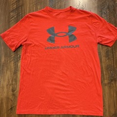 Under Armour UA Tech Men’s Red Logo Crew Neck Short Sleeve T-Shirt, Size LG
