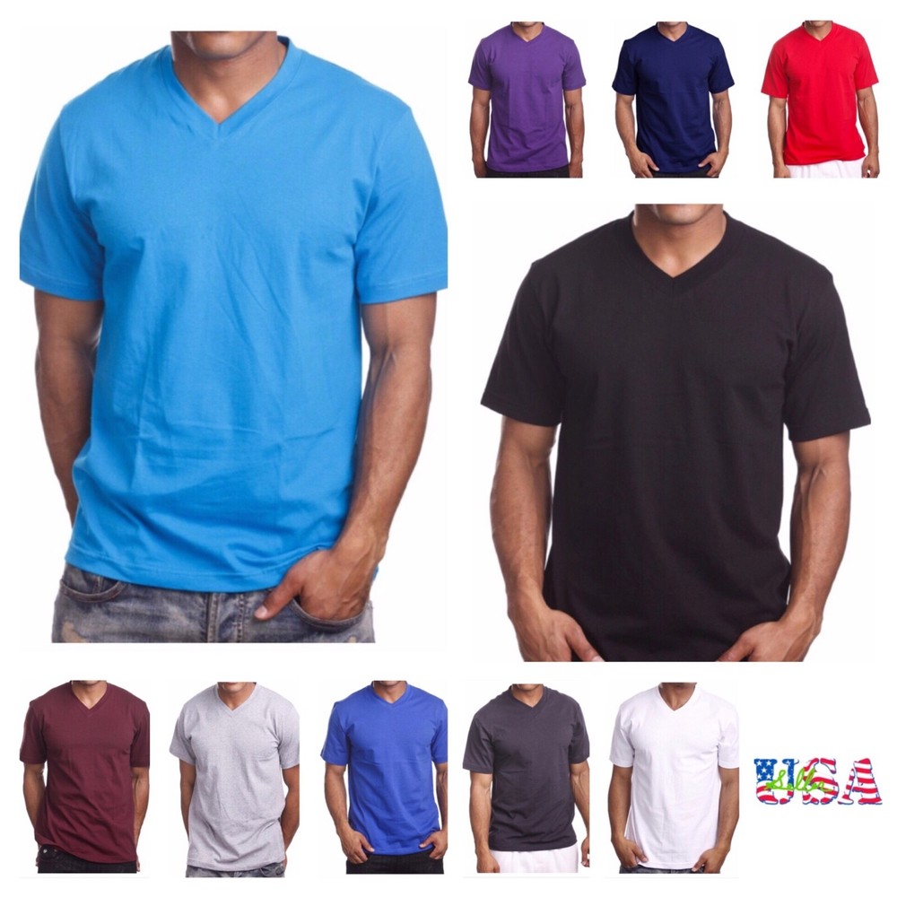 Mens T-Shirt HEAVY WEIGHT Plain V-Neck BIG AND TALL Camo Hunt GYM Active Tee
