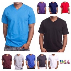 Mens T-Shirt HEAVY WEIGHT Plain V-Neck BIG AND TALL Camo Hunt GYM Active Tee