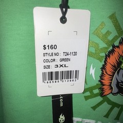 TENACITI STUDIO Green and orange skull T-shirt size 3 XL puff print