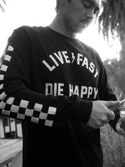 Fasthouse Men’s Die Happy Long Sleeve T-shirt Motocross Live Fast MX FMX Tee