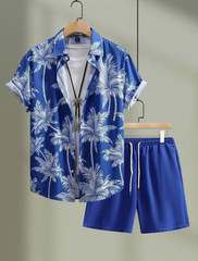 Men Summer Outfit 2-Piece Set Short Sleeve T-Shirt and Shorts Sweatsuit Set