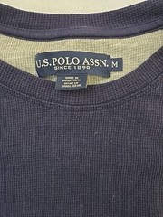 US Polo Assn Thermal Waffle Knit Shirt Mens Sz Medium Navy Blue Red Pony Preppy