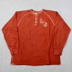 Y2K Levis Signature Henley Shirt Mens L Burnt Orange Long Sleeve Contrast Stitch