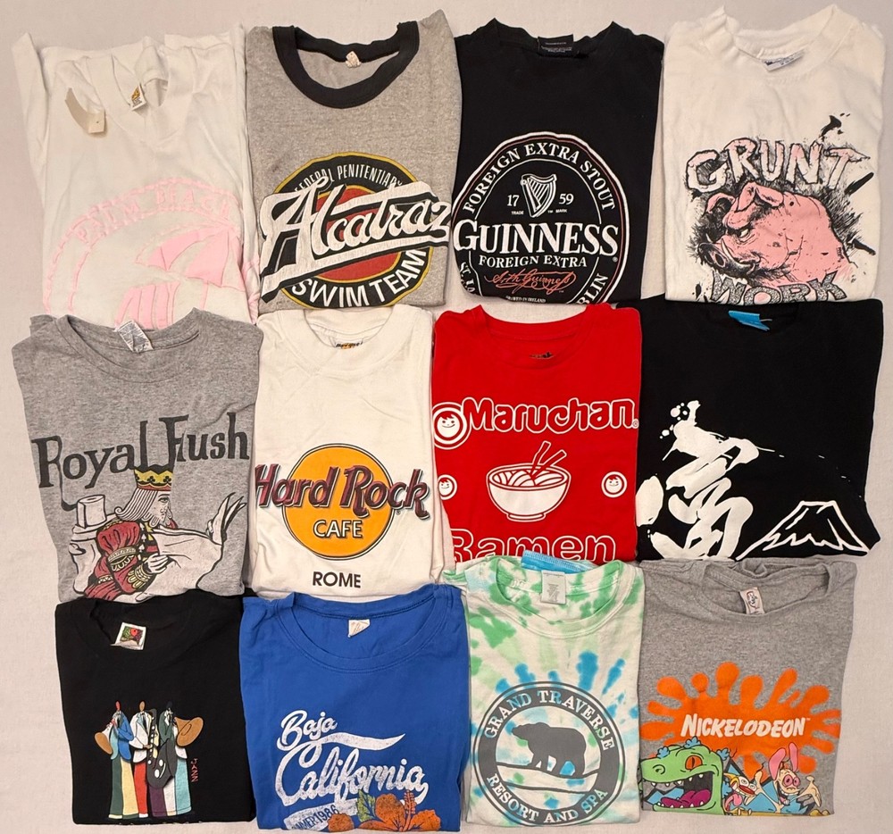 Lot Of 12 Vintage 80s 90s Y2k T-Shirts Sizes XS Sm Med Humor Beer Hard Rock Etc