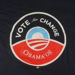 Obama 08 Vote For Change Shirt Mens Large Blue Bayside Political Campaign 2008