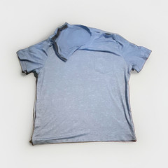 Poriff Men’s L Blue Solid Crew Neck Pocket T-Shirt Polyester Spandex