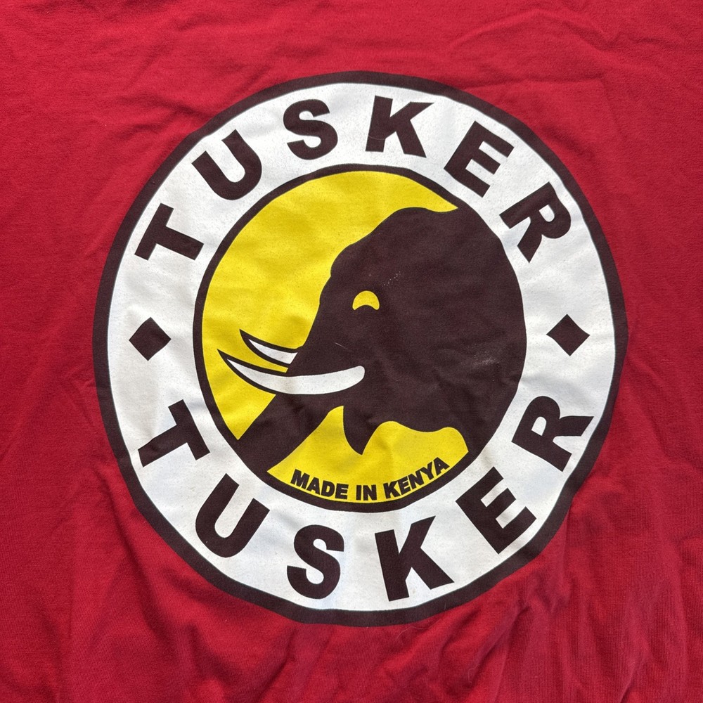 Tusker Shirt Beer shirt East African Breweries Made In Kenya Men Sz XL Elephant