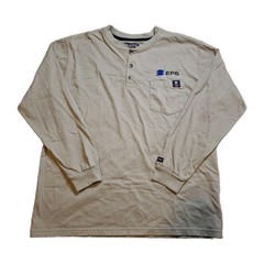 Tyndale Henley Shirt Mens Large Beige Flame Resistant FR CAT 2 Workwear USA
