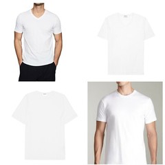 3-6 Packs Men 100% Thick Cotton Crew-Neck V-Neck T-Shirt Casual Tee White S-4XL