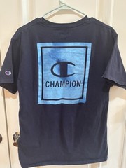 Champion Activewear Blue Short Sleeve Mens Size Medium 2 small stains as shown