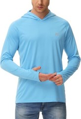 Men’s Sun Hoodie UPF 50+ Long Sleeve Fishing Rash Guard Quick Dry