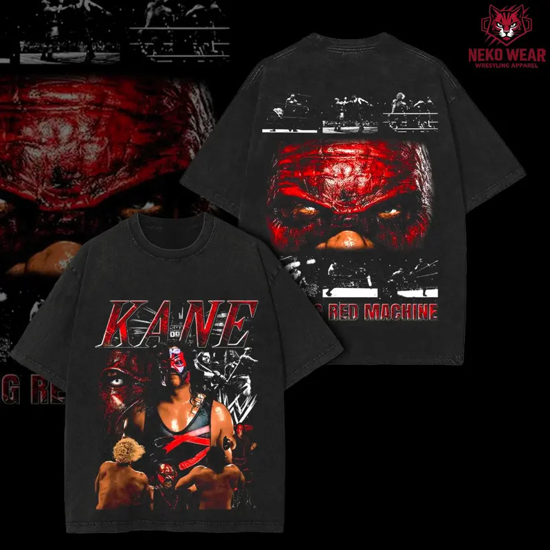 Wearova Kane The Big Red Machine Vintage Wrestling T Shirt Hoodie Wash