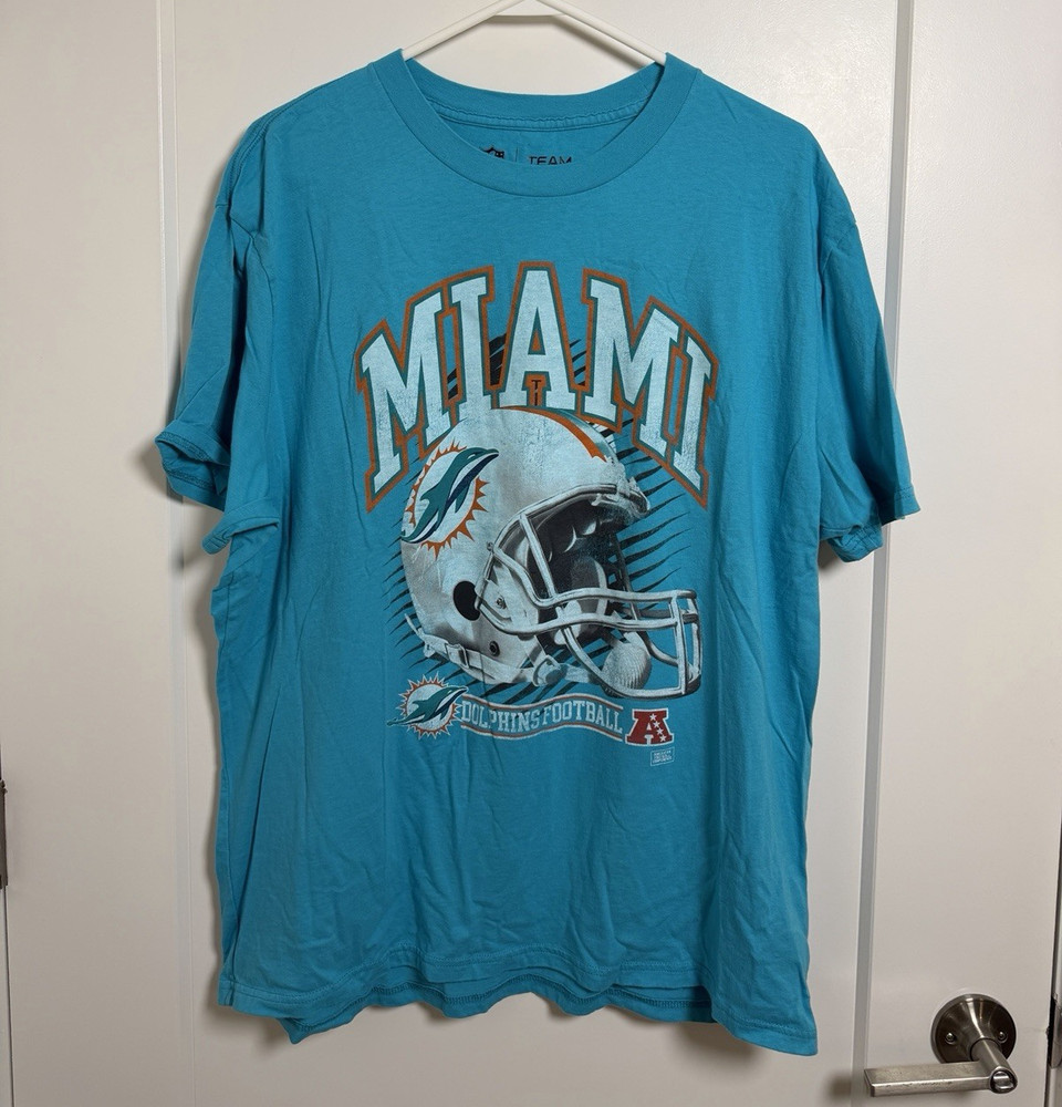 Team Apparel Miami Dolphins NFL Aqua T-Shirt Relaxed Fit Officially Licensed