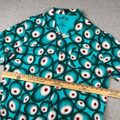 Universal Studios Villain-Con Shirt Mens XL Teal Minion Eye Print Rayon Button