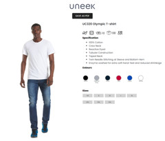 Uneek 5 PACK Unisex Mens Regular T-SHIRT Plain 100% Cotton Blank Tee T shirt TOP