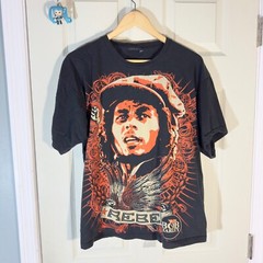 VTG Bob Marley Rebel 2009 Reggae Tour Band Black Tee Shirt sz XL Zion 2000s Y2K