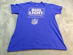 Bud Light Beer Official NFL Sponsor Mens Blue Short Sleeve T-Shirt Size XL