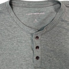 Lucky Brand Mens XL Heather Green Short Sleeve Henley Shirt Cotton Blend RN80318