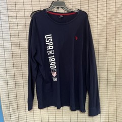 US Polo Assn Shirt Mens Size XXL 2XL Long Sleeve Navy Blue Embroidered Red Logo