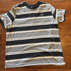 Nike The Nike Tee Men’s Striped T-Shirt Gray White Black Large See Pics