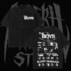 The Boys Dark Style T-Shirt, The Boys Themed T-Shirt, Retro Washed Black Cotton