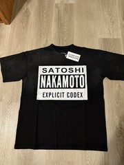 Satoshi Nakamoto Explicit Codex Graphic Logo Men’s T-Shirt Black Cotton L