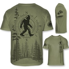 Men’s Bigfoot Forest T Shirt – Funny Sasquatch Outdoors Tee, No-Feel Print- F200
