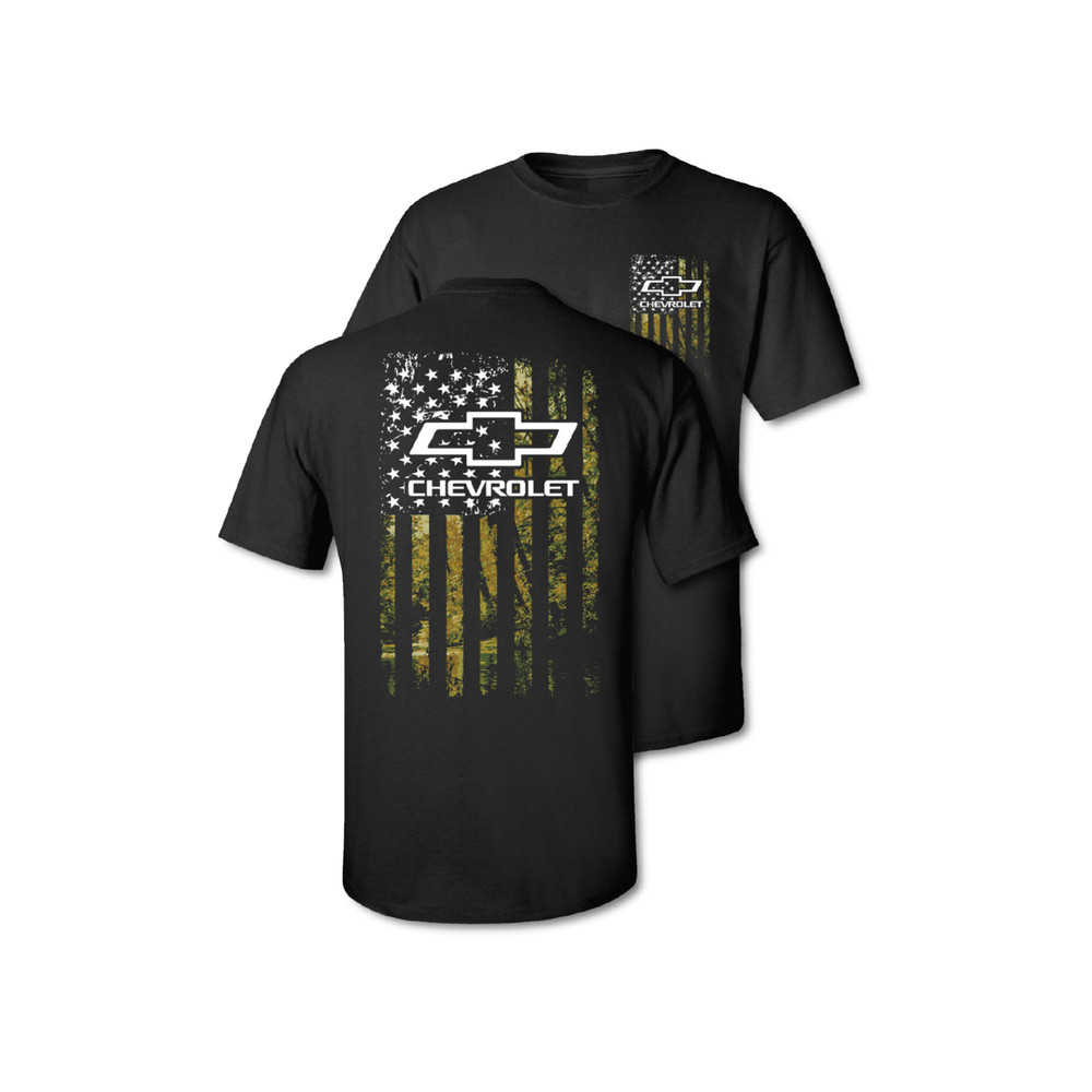 Chevrolet American Camo Flag Graphic T-Shirt Patriotic Fan Unisex Tee