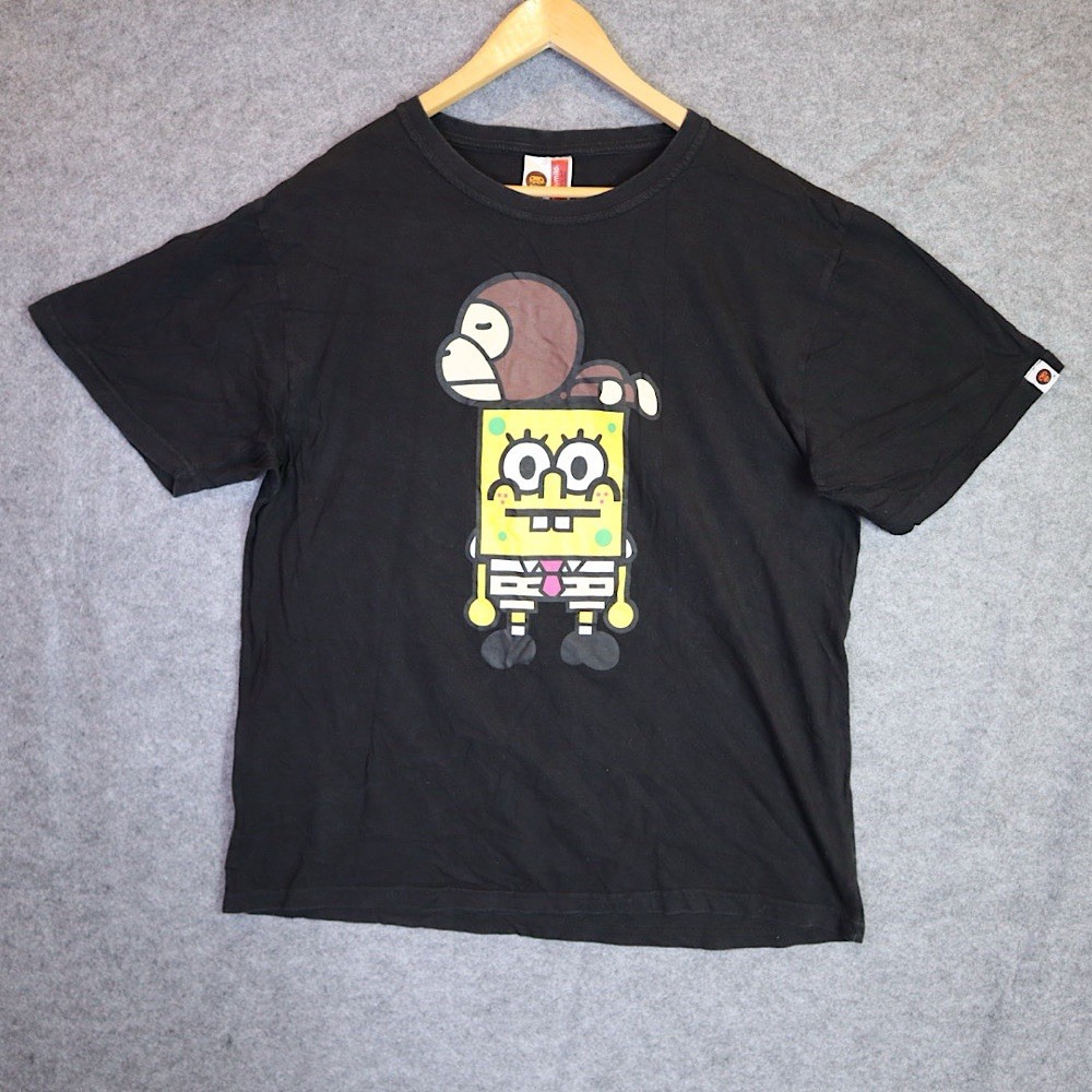 BAPE Baby Milo x SpongeBob Black Graphic Tee Men’s XL Rare Vintage Streetwear