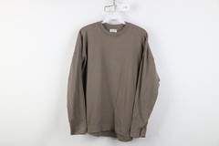 AYR All Year Round Mens Small Blank Cotton Ribbed Knit Long Sleeve T-Shirt Beige